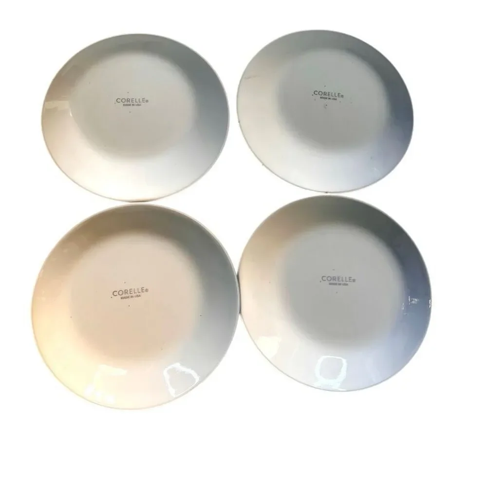 Set of 4 Corelle SPLENDOR Plates Red Gray Swirl Scrolls